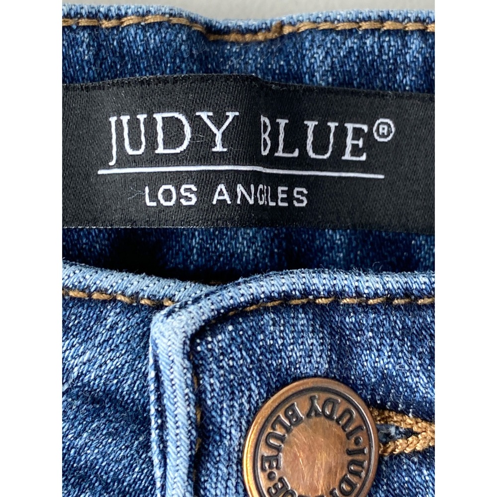 Judy Blue Boyfriend Fit Jeans 29 Blue Medium Wash Splatter High Rise JB82346 - Picture 9 of 12